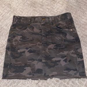 Camo Denim Skirt